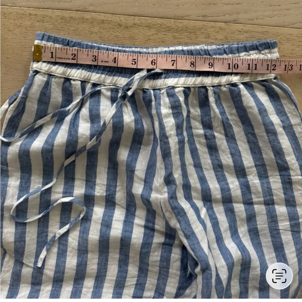 Reformation pull on drawstring Linen striped Pants S made in USA